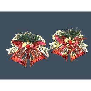SET OF 2- 6" GOLD BELLS CHRISTMAS TREE ORNAMENTS